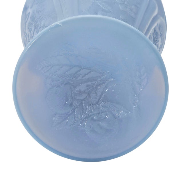 1930s Jeanette Glass Delphite Blue Cherry Blossom Footed Juice Tumblers, Set of Five For Sale - Image 9 of 9