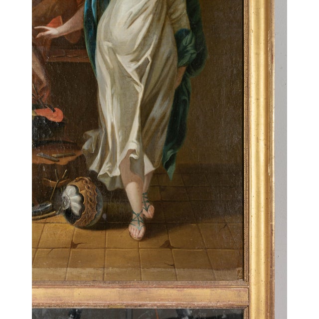 French Louis XVI Trumeau Mirror With Thetis at the Forge of Hephaestus Painting For Sale In Orlando - Image 6 of 11