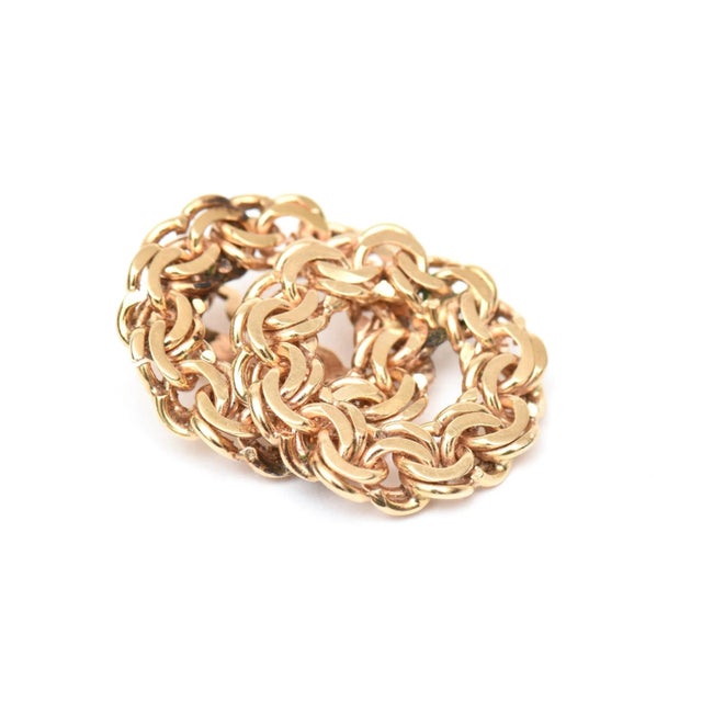 Vintage 14 Karat Gold Sculptural Twisted Chains Clip-On Earrings - 2 Pieces For Sale - Image 4 of 7