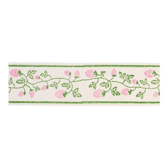 SAMPLE - Schumacher x Molly Mahon Strawberry Trail Hand Block Trim In Green For Sale
