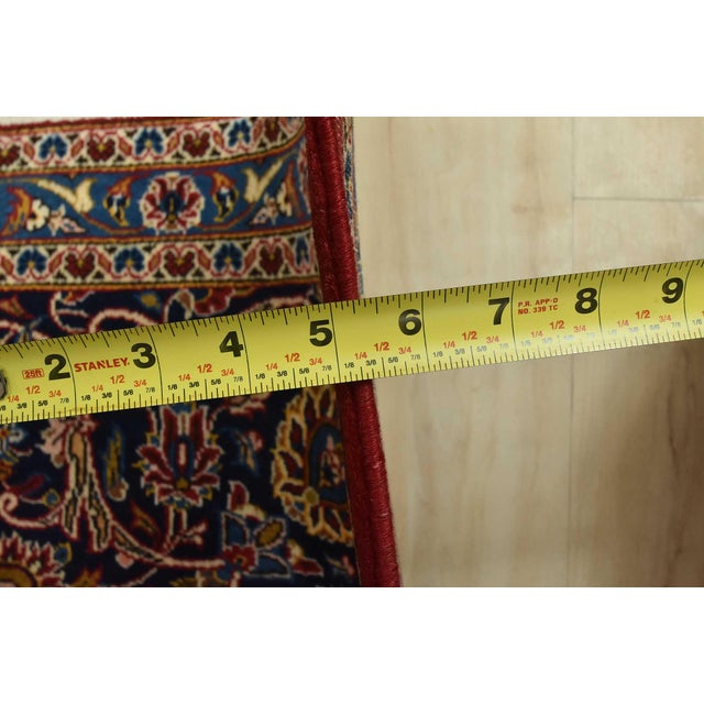 Kashan Rug 10′ X 13’5” Red Wool Vintage Traditional Hand-Knotted Carpet For Sale - Image 13 of 15