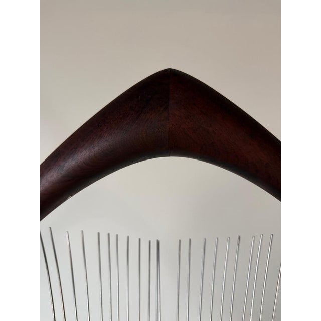 Wood 1970s Mid-Century Modern Barbara Hepworth-Style Wood & Metal Abstract Sculpture on Marble Base For Sale - Image 7 of 16