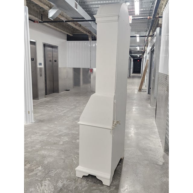 White Mid Century John Widdicomb White Painted Slant Front Secretary Desk With Hutch For Sale - Image 8 of 12