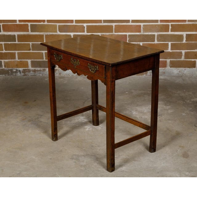 English Georgian Period 18th Century Oak Side Table with Carved Apron and Drawer For Sale - Image 9 of 12