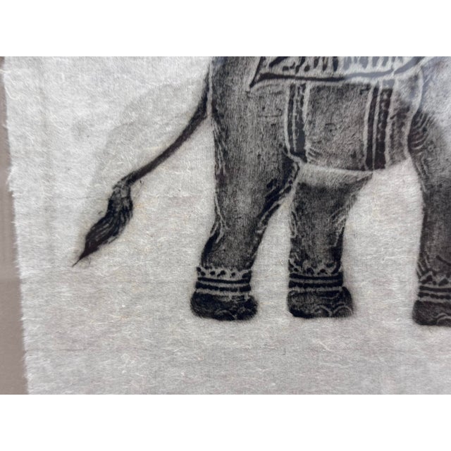 Drawing/Sketching Materials Cambodian Temple Rubbing of Elephants With Riders Holding Spears For Sale - Image 7 of 12