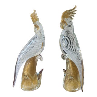 Mid-Century Murano Style Glass Birds— A Pair For Sale