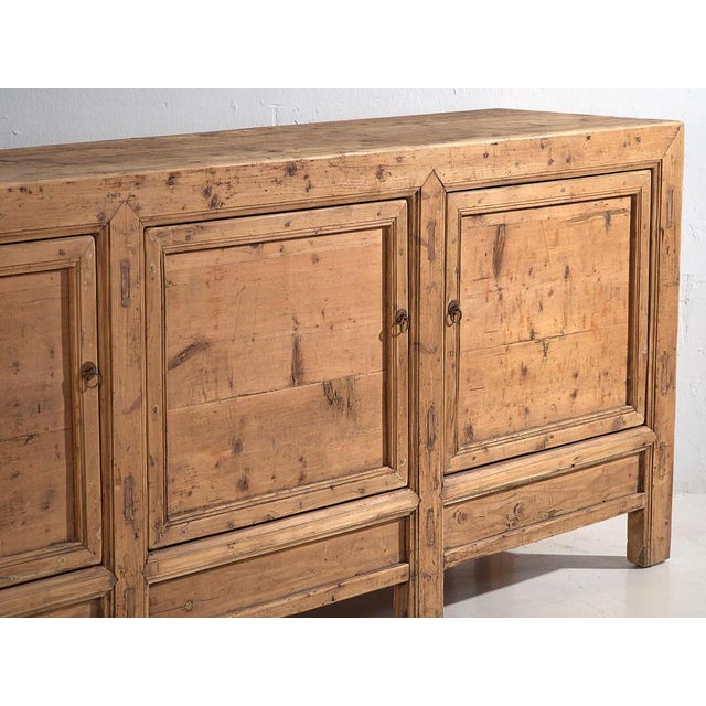 Antique Chinese sideboard with three doors (c.1900) Dimensions: Width: 222 cm Depth: 48 cm Height: 92 cm Style: Qing...