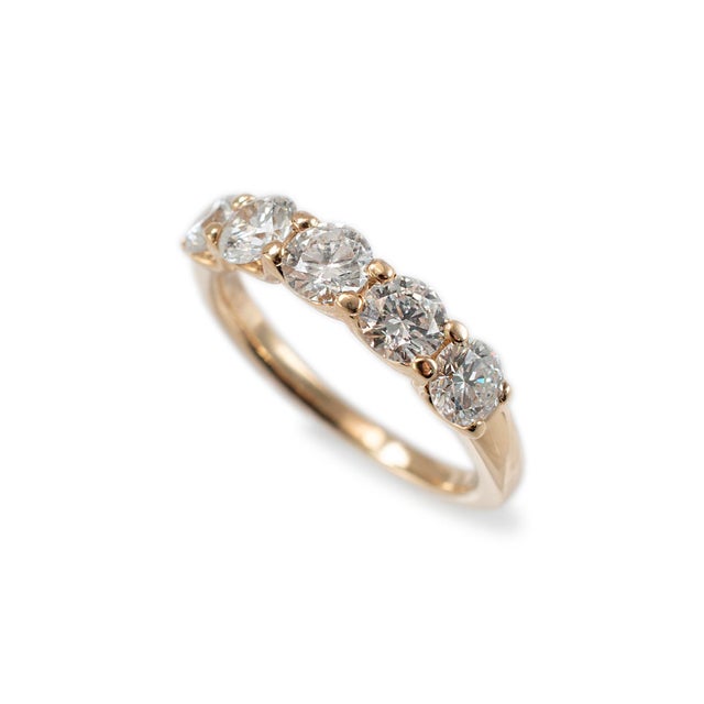 Modern 14k Rose Gold Five Across Half Eternity 1.38ct Lab Grown Diamond Wedding Band For Sale - Image 3 of 9