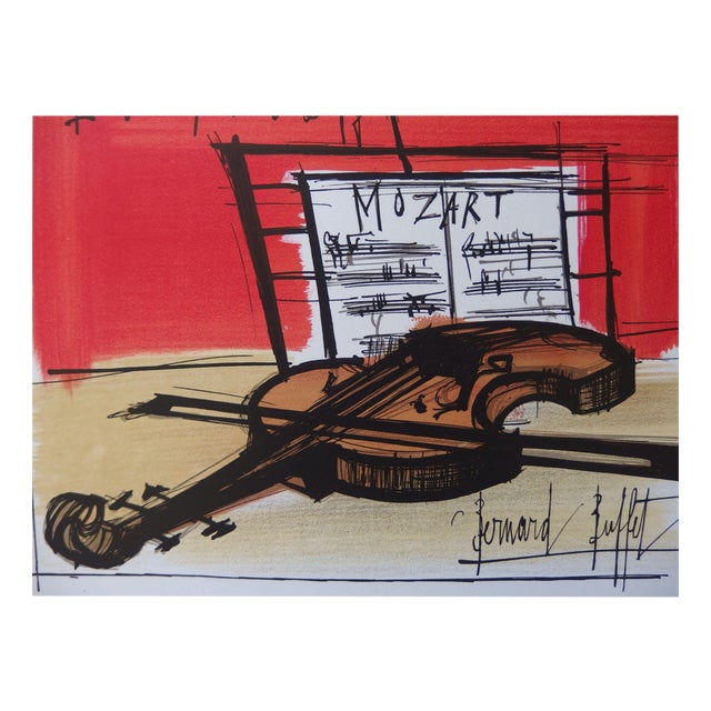 Bernard Buffet, Still Life with Violin, Lithograph For Sale
