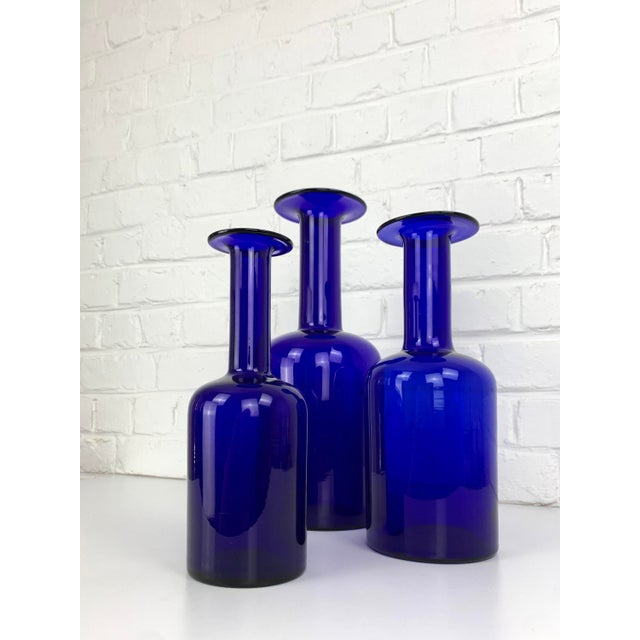 Vintage Cobalt Blue Floor Vases by Otto Brauer for Holmegaard, Denmark, 1960s, Set of 3 For Sale - Image 6 of 9