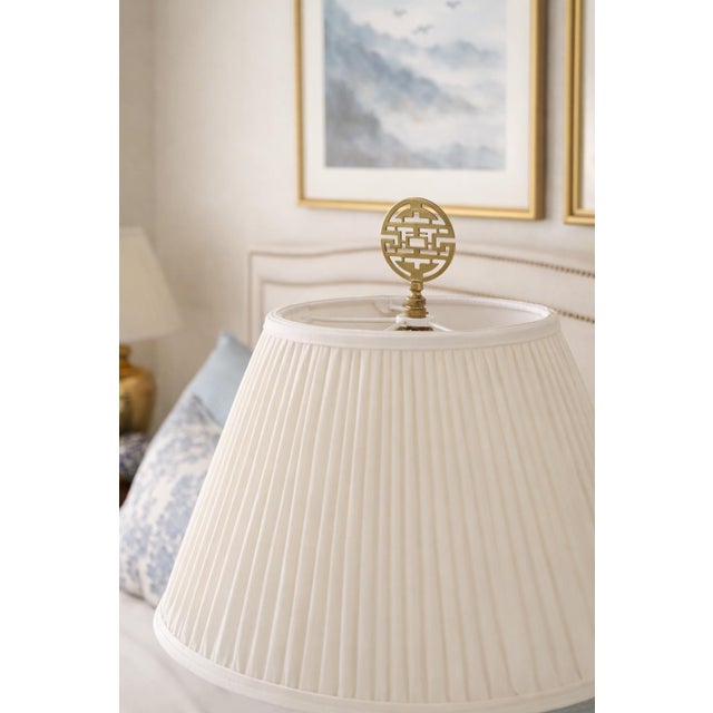 Vintage Brass Ginger Jar Table Lamps With Double Happiness Finials & Original Pleated Shades – 27” - a Pair For Sale - Image 9 of 12