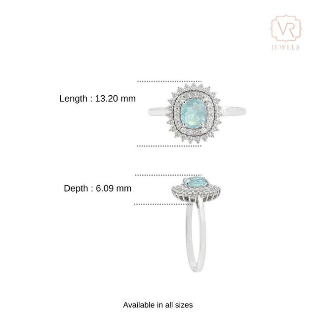 Natural Cushion Cut Paraiba Tourmaline Double Halo CLuster Diamond Ring Size 9 For Sale - Image 12 of 18