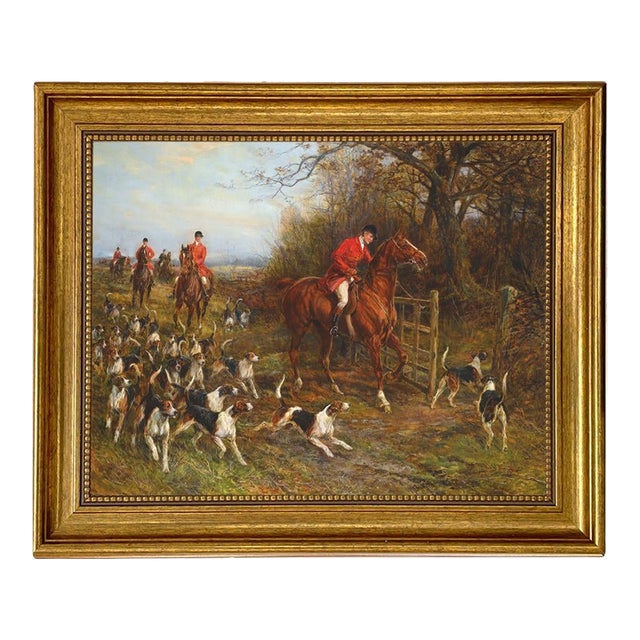 Heading for Cover by Heywood Hardy Framed Oil Painting Print on Canvas, 11x14", Antiqued Gold Frame For Sale