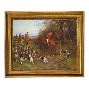 Heading for Cover by Heywood Hardy Framed Oil Painting Print on Canvas, 11x14", Antiqued Gold Frame