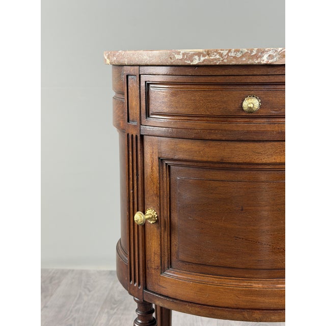 19th Century Louis XVI Half-Moon Side Table in Mahogany and Marble, 1920s For Sale - Image 6 of 12