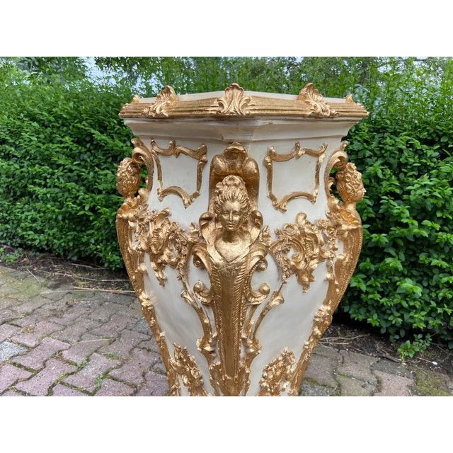 Late 20th C Italian Baroque Cream Gold Pedestals – Pair For Sale - Image 12 of 14