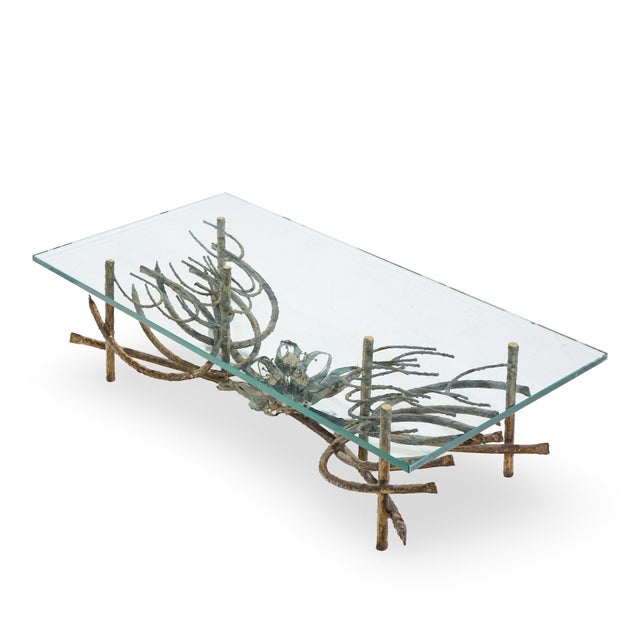 Daniel Gluck Daniel Gluck Mid Century Sculptural Bronze Coffee Table For Sale - Image 4 of 4