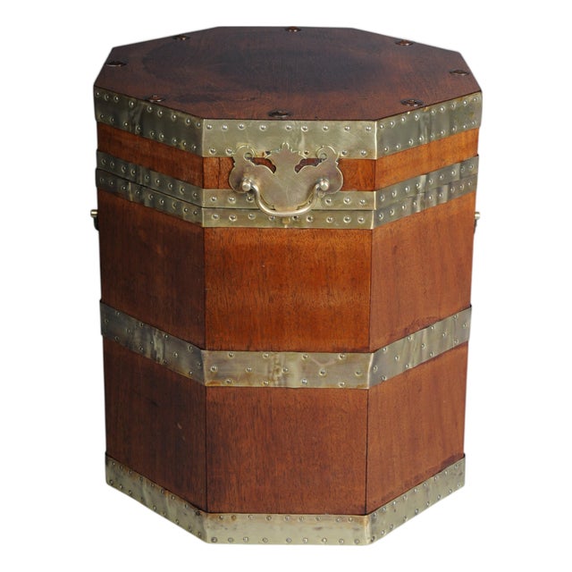 Antique English Mahogany Chest with Brass Fittings For Sale