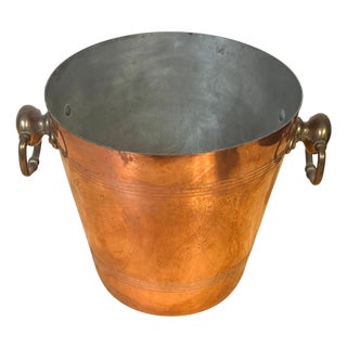 Vintage French Copper & Brass Champagne Bucket Stamped “Made in France”, 1950s For Sale