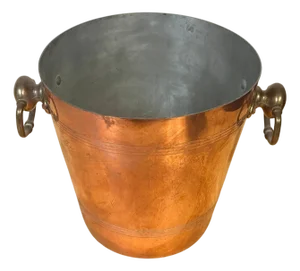 Vintage French Copper & Brass Champagne Bucket Stamped “Made in France”, 1950s