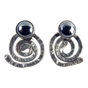 1990's Sterling & Hematite Artist Studio Handmade Earrings