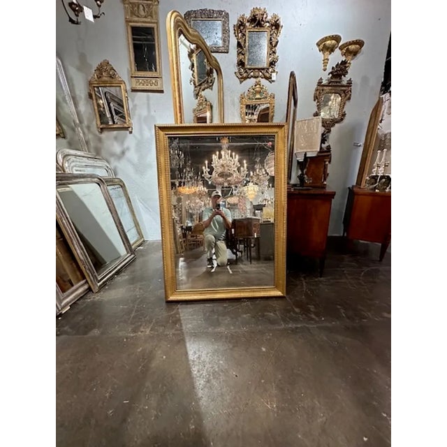 Wood 19th Century French Transitional Carved and Giltwood Reeded Mirror For Sale - Image 7 of 8