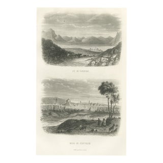 Sea of Galilee at Tiberias and Walls of Jerusalem, 1859, Paper For Sale