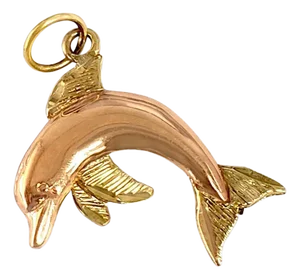 Polished Rose Gold Dolphin with Yellow Gold Accents