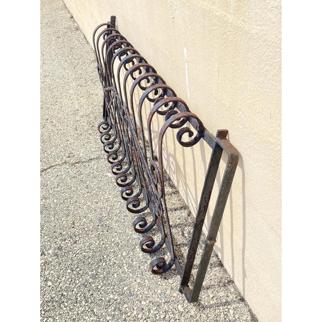 Antique Art Nouveau Black Wrought Iron Heart and Scroll 23x52 Garden Fence Gate For Sale - Image 11 of 11