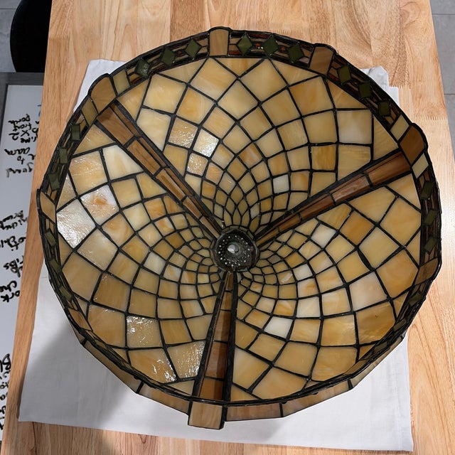1920s Very Rare 1920s Handmade Tiffany Style Lampshade For Sale - Image 5 of 7