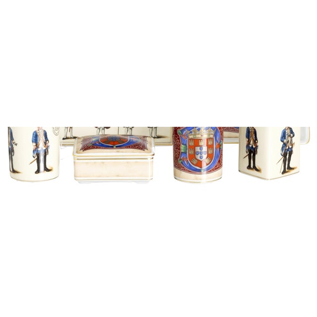 Porcelain Cups, Trays and Boxes from Vista Alegre, Set of 6 For Sale - Image 6 of 8