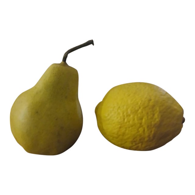 Mid 20th Century Italian Alabaster Stone Fruit - Pear & Lemon For Sale