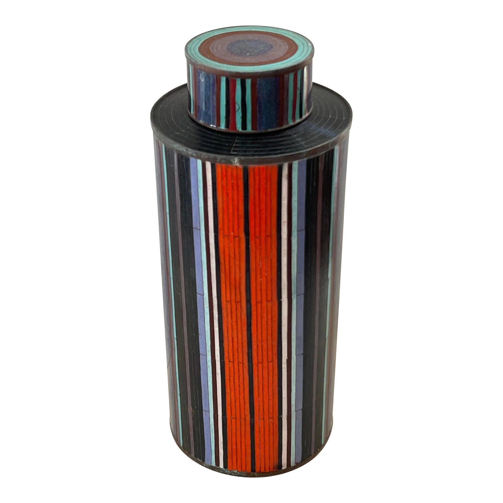 Fabienne Jouvin Paris Enamel Copper Cloisonne Large Tea Canister