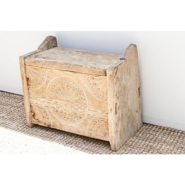 19th Century Antique Bleached Wood Carved Chest For Sale - Image 5 of 9