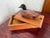 Wooden pine box topped with a hand-painted mallard drake. The duck has glass eyes, a glossy green head, and a crisp white...