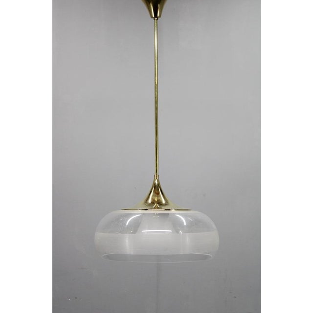 Mid-Century Italian Brass and Plastic Pendant Lamp, 1970s For Sale - Image 3 of 11