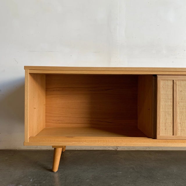 2020s White Oak and Cane Credenza Three Panels For Sale - Image 5 of 17