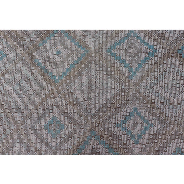 Vintage Hand Woven Turkish Embroidered Flat-Weave Rug With Geometric Design For Sale - Image 9 of 13