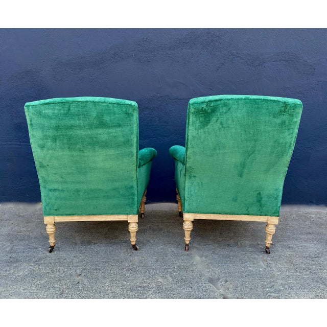 Wood Pair William IV Club Chairs, Style of Howard & Sons For Sale - Image 7 of 11