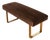 Mid Century Modern Polished Brass Bench With Chocolate Brown Velvet Seat For Sale