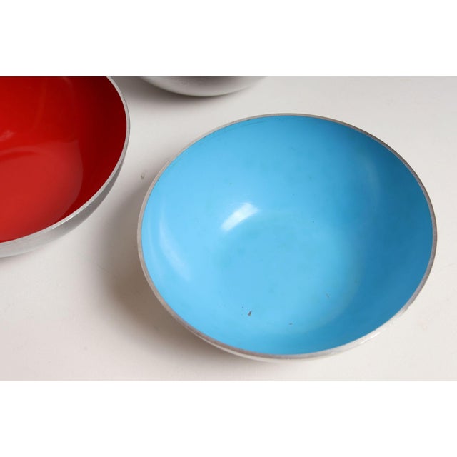 Set of Twelve Small Danish Modern Enamel and Brushed Aluminum Snack Bowls For Sale - Image 14 of 18