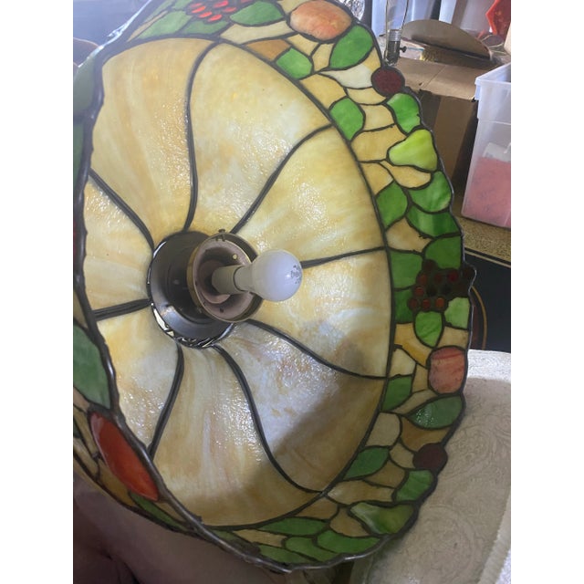 1970s Vintage Large Glass Stained Pendant For Sale - Image 5 of 10