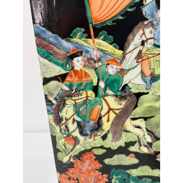 1980s Chinese Famille Noire Square Vase Lamp For Sale - Image 15 of 16