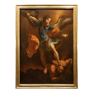 Follower of Guido Reni, Archangel Michael, 1700, Oil on Canvas For Sale