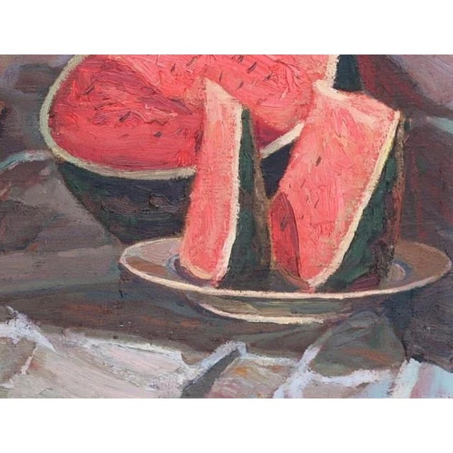 Antique Still Life Oil Painting: Watermelon, Soviet Art, 1982 50-65 For Sale - Image 6 of 6