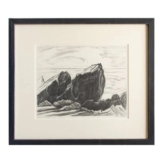 Antique Original Limited Edition Etching Signed by American Artist Adele Watson Titled "Maine Coast" 1873 - 1947 For Sale