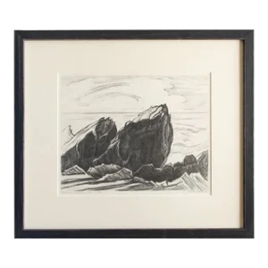 Antique Original Limited Edition Etching Signed by American Artist Adele Watson Titled "Maine Coast" 1873 - 1947