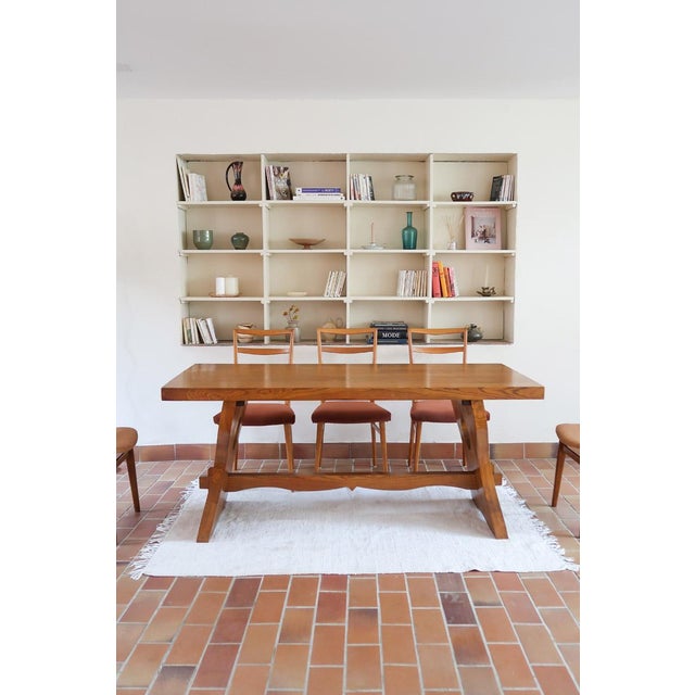 French Brutalist Dining Table in Wood with Sculpted Sledge Base, 1960s For Sale - Image 12 of 13