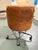 Industrial Acme Hamilton Cocoa Brown Leather Channel-Stitched Swivel Task Chair With Wood Armrests For Sale - Image 3 of 11