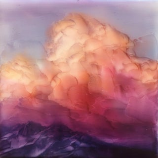 Mountain High by Brian Sostrom | Acrylic on panel Abstract landscape with colorful clouds. For Sale